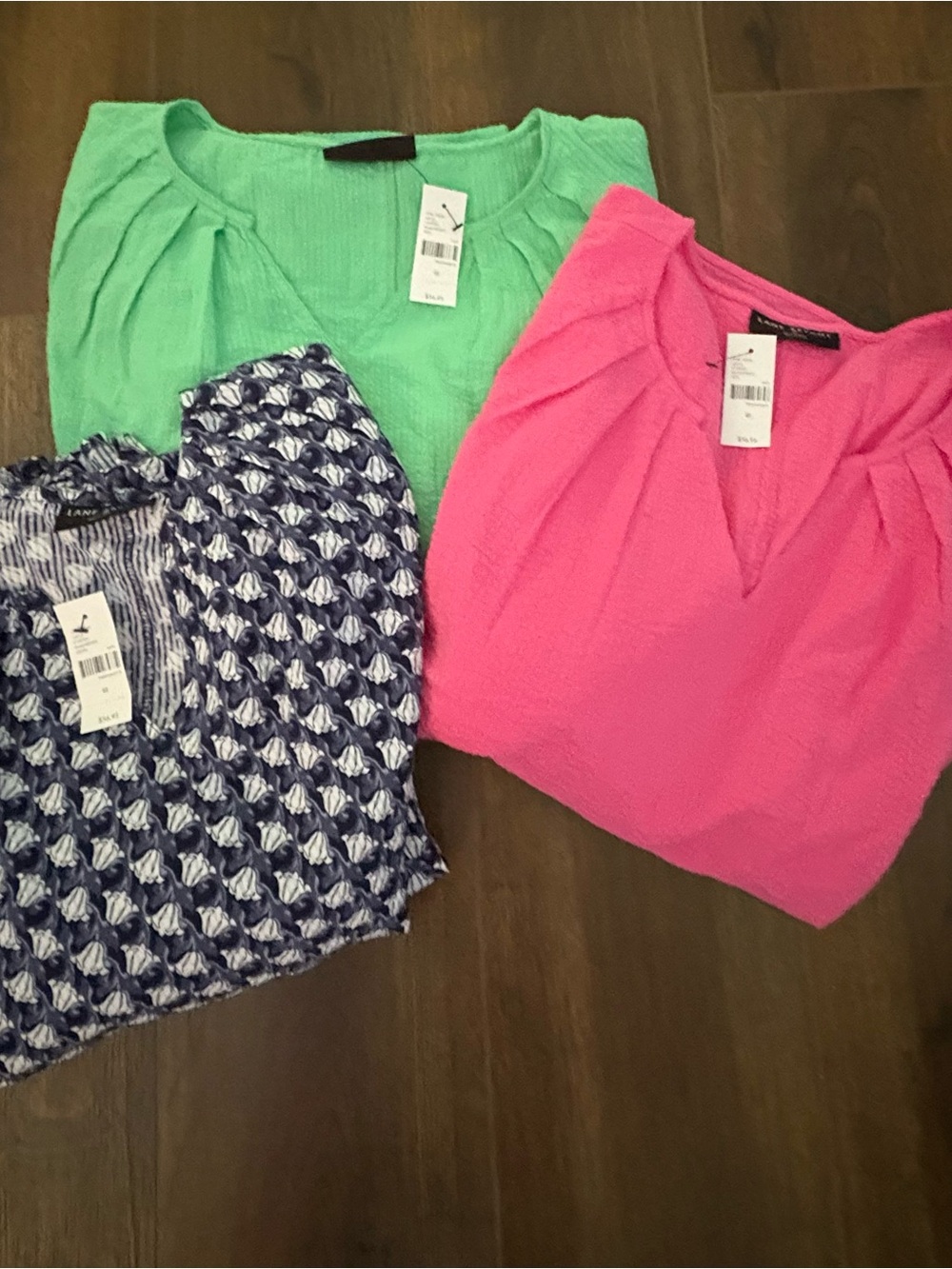NWT 100%Lane Bryant LOT of 3 Pink, Green, Navy/White V-Neck Tunics Size 22